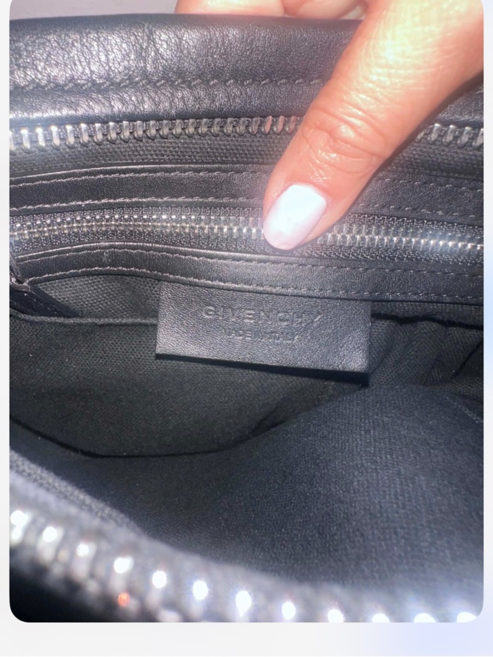 Givenchy Black Leather Top-Handle Satchel with Logo Script ,no low ballers - Picture 4 of 5